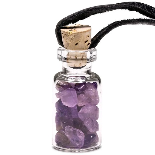 [8719075399293] Bouteille en verre avec Améthyste et cordon | 3,6 cm