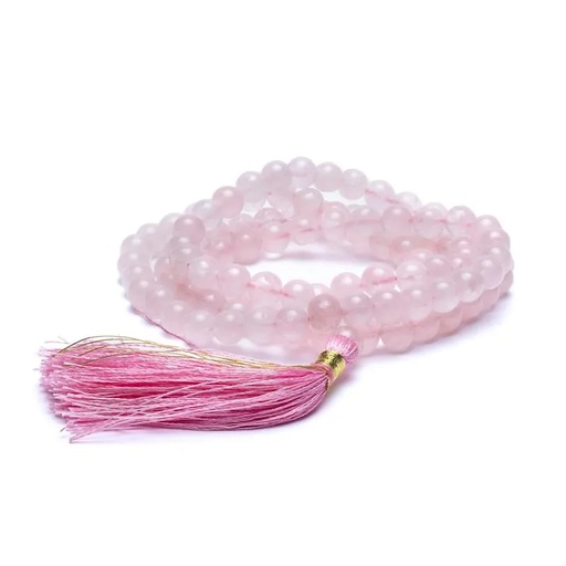 [8719075399415] Mala Quartz rose AA 108 perles+sachet | 0.7 cm
