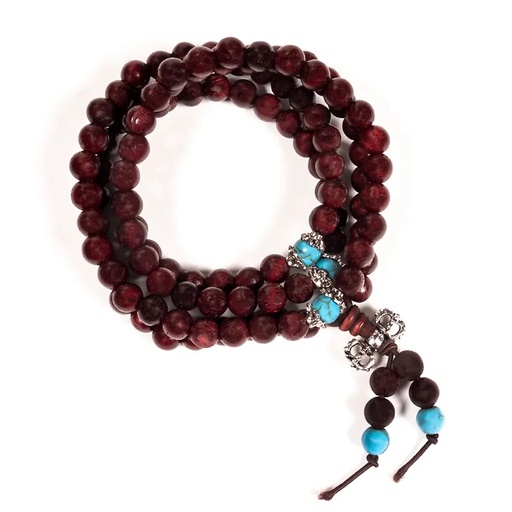 [8719172831511] Mala bois perles ornementales et dorje | 0.6 cm