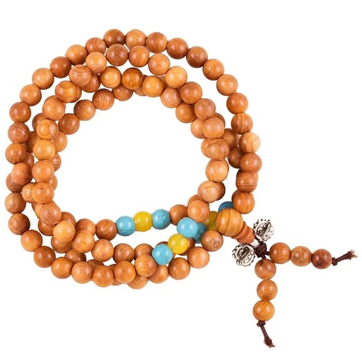 [8719172831535] Mala bois élastique perles ornementales et dorje | 0.6 cm