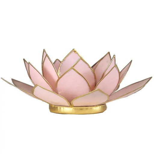 [8719172831573] Eclairage ambiance Lotus rose pastel bord or | 13.5 cm