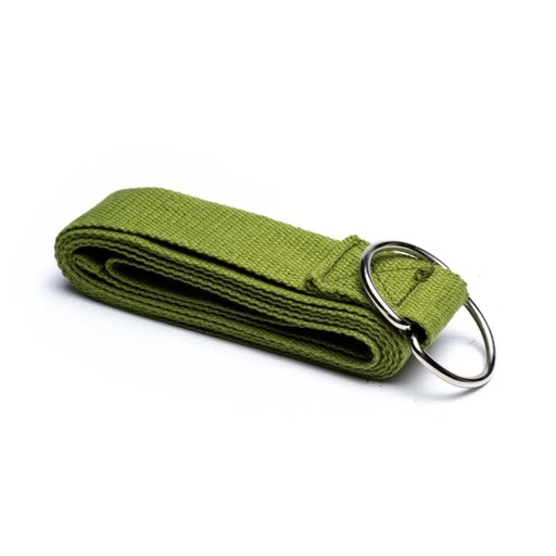 [8719172831689] Sangle de Yoga avec anneau en D coton vert olive -- 183x4 cm