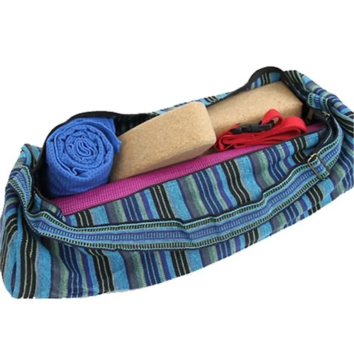 [8719172833034] Sac de yoga coton bleu rayé | 67x24 cm