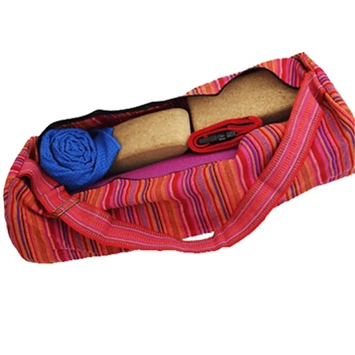 [8719172833041] Sac de yoga coton rose rayé | 67x24 cm