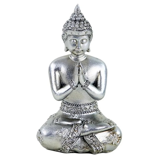 [8719172833713] Bouddha priant couleur argent Thaïlande -- 105g;7.5x5x11.5cm