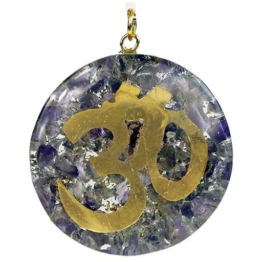 [8719172834055] Orgonite pendentif OHM améthyste | 4 cm