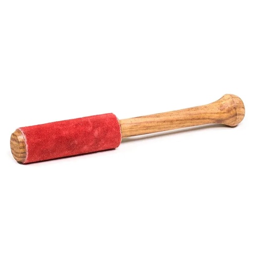 [8719172834741] Bâton bois pour bol chantant - peau de chamois rouge | ±25g; ±15x2cm