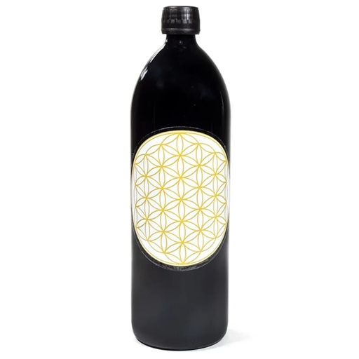 [8719172835106] Bouteille verre violet  Miron fleur de la vie -- 1000 ml