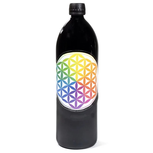 [8719172835113] Bouteille verre violet Miron fleur de la vie multicolore --