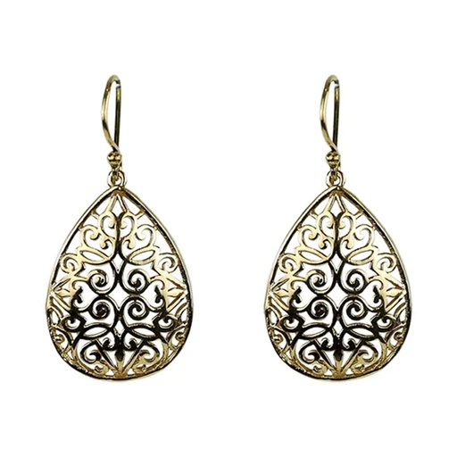 [8719172835250] Boucles d'oreilles en forme de larmes laiton doré | 3 cm