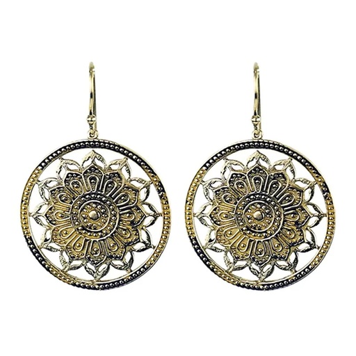 [8719172835267] Boucles d'oreilles Mandala Lotus laiton doré | 3.5 cm