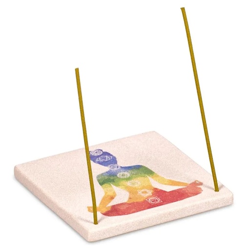 [8719172835601] Brule encens en grès 7 chakras | 10x10 cm