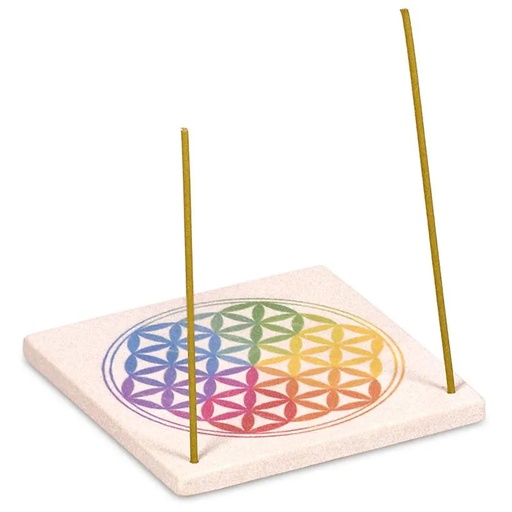 [8719172835618] Brule encens en grès Fleur de Vie | 10x10 cm