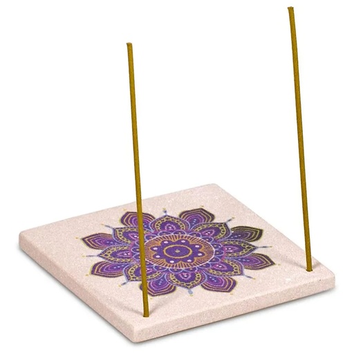 [8719172835625] Brule encens en grès fleur mandala | 10x10 cm