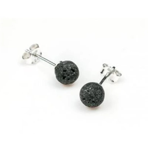 [8719172835717] Boucles d’oreilles pierre de lave clous argent 925 | 0.6