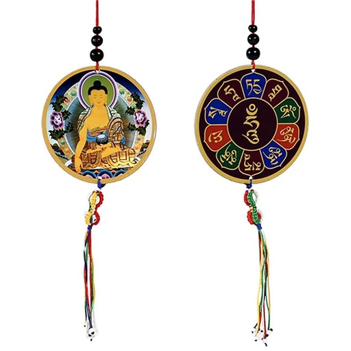 [8719172836844] Pendentif voiture ou fenêtre Bouddha & dorje | 8x36 cm