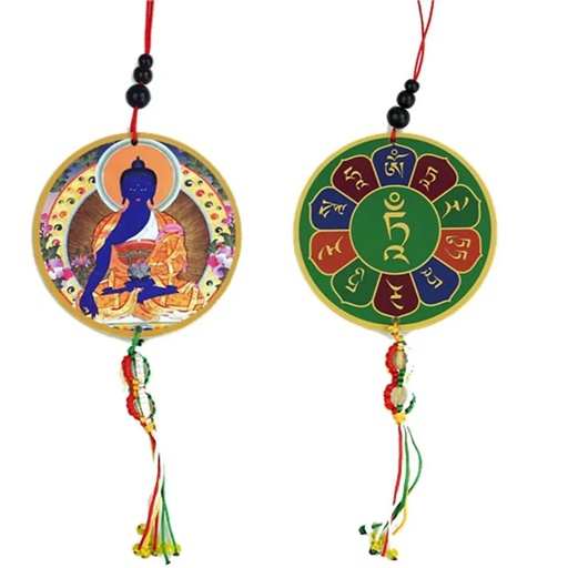 [8719172836882] Pendentif voiture fenêtre Médecine Bouddha & dorje | 8x36 cm