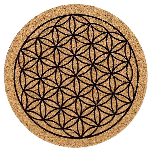 [8719172837216] Fleur de vie Sous verre - liège lot de 6 | 8x0.5 cm