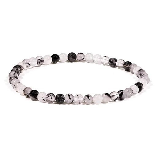 [8719172837469] Bracelet en quartz tourmaline élastique | 0.4 cm