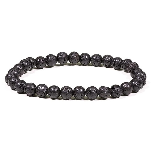 [8719172837476] Bracelet - pierre de lave - noir | ±0.7cm