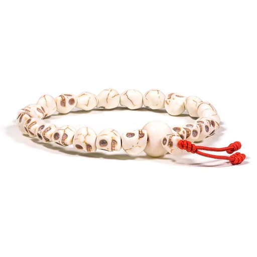 [8719172837698] Mala / Bracelet petites têtes de mort élastique -- 0.6 cm