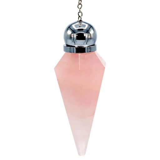 [8719172837971] Pendule Quartz rose facetté en pointe orné perle | 5.6 cm