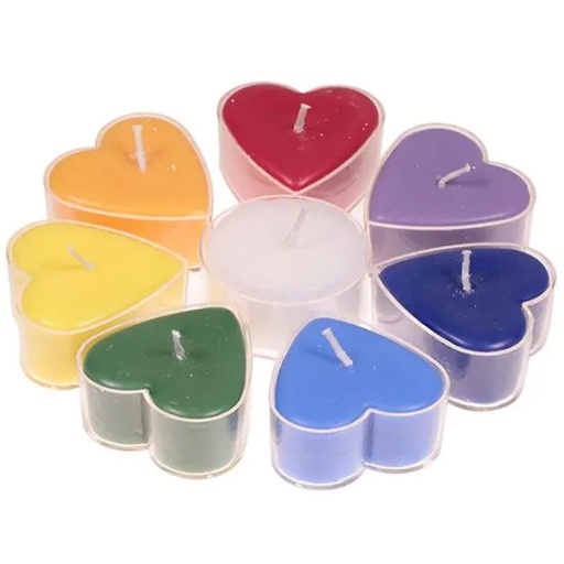 [8719172838800] Bougies stéarine coeur Chakra | 4x2 cm