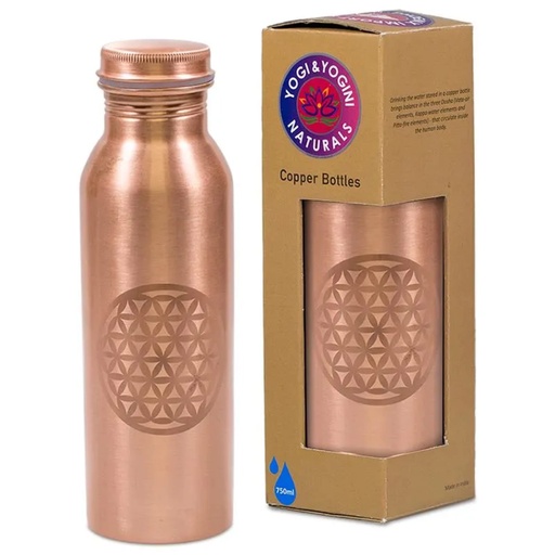 [8719172838862] Bouteille en cuivre Fleur de Vie gravée -- 750 ml