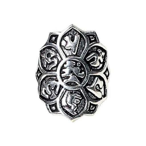 [8719172839050] Anneau lotus laiton couleur argent | 2.5cm