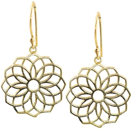 [8719172839081] Boucles d'oreilles graines de la vie laiton couleur or | 2.5 cm