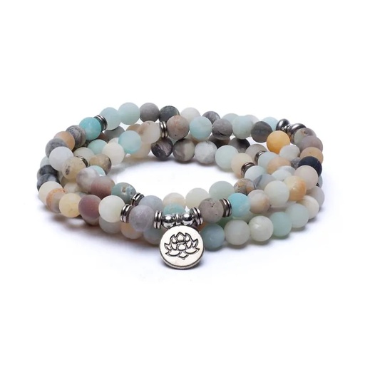 [8719172839500] Mala en Amazonite - élastique - avec lotus | 0.8 cm