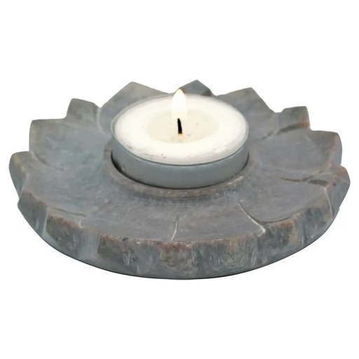 [8719172839593] Bougeoir/brûle encens lotus pierre ollaire naturelle | 10 cm