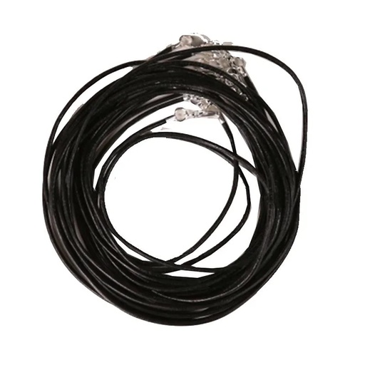 [8719172839661] Collier en cuir avec fermoir à homard noir | 45 cm
