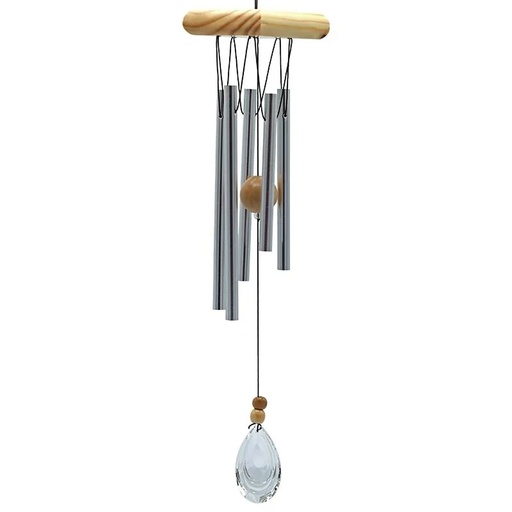[8719497610389] Carillon à vent à cinq tubes capteur vent cristal | 48 cm