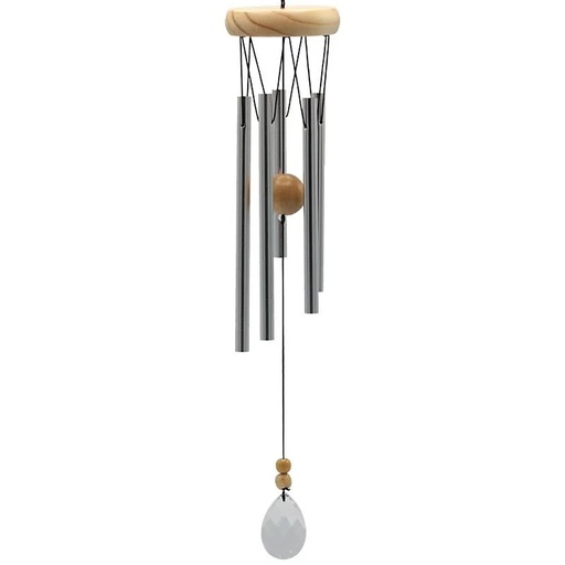 [8719497610396] Carillon à vent à cinq tubes capteur vent cristal | 48cm