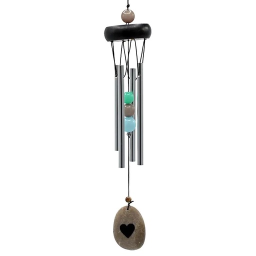 [8719497610402] Carillon à vent 4 tubes capteur de vent cœur | 35 cm