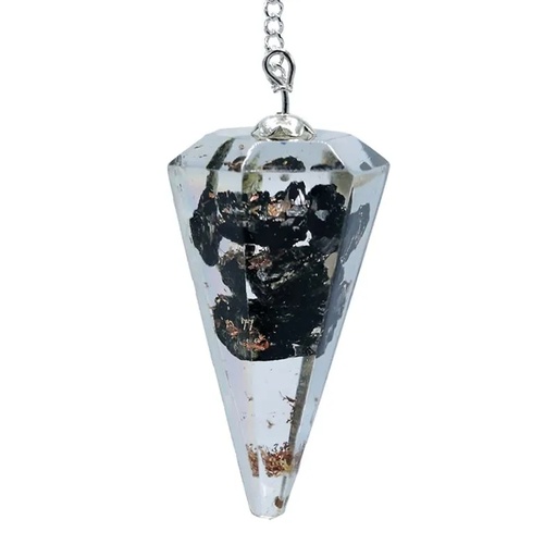 [8719497610594] Orgonite Pendule en tourmaline noire pointe à facette | 11 g; 4 cm