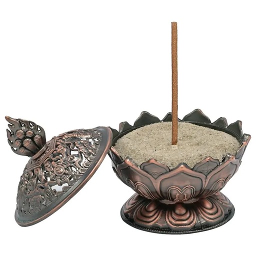 [8719497610914] Brûleur d’encens Lotus couleur cuivre | 7.8x6.9x6.9 cm