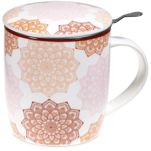 [8719497611102] Tasse à thé infuseur Mandala rose -- 400 ml