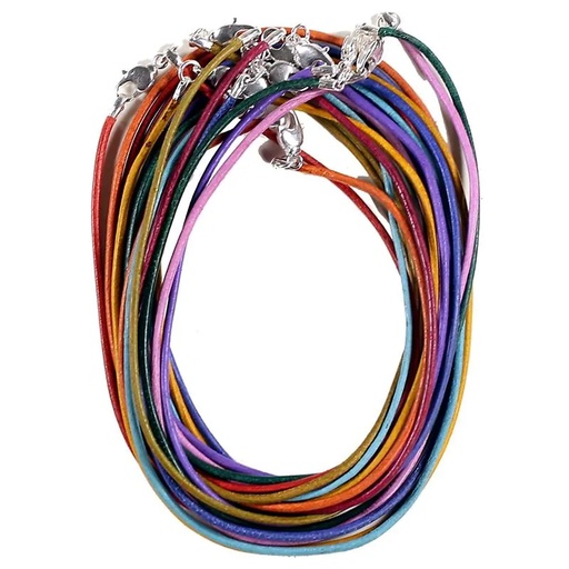 [8719497611614] Collier en cuir avec fermoir à homard multicolore | 45 cm