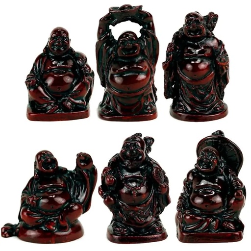 [8719497612093] Set de 6 statuettes de Bouddha en Polystone rouge | 250 g; 5 cm