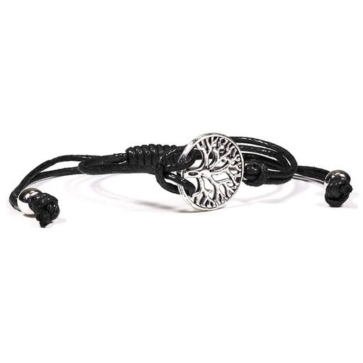 [8719497612383] Bracelet Arbre de Vie noir ajustable | ±5.5-8.5 cm