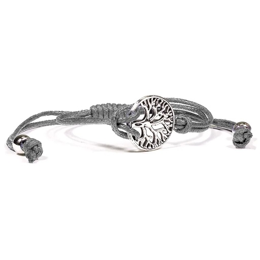 [8719497612390] Bracelet Arbre de Vie anthracite ajustable | ±5.5-8.5cm