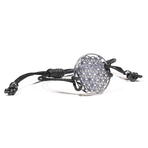 [8719497612420] Bracelet Fleur de Vie noir ajustable | ±5.5-8.5cm