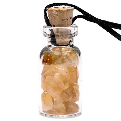 [8719497613083] Bouteille en verre avec Citrine et cordon | 3,6 cm