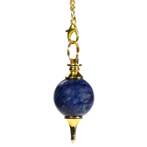 [8719497613199] Pendule Lapis Lazuli poli métal sphère -- 15 g; 4.5x1.7 cm