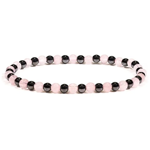 [8719497613298] Bracelet hématite/quartz rose | ±0.4cm