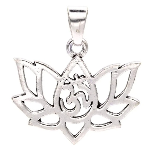 [8719497613748] Pendentif lotus laiton couleur argent | 2.5 cm