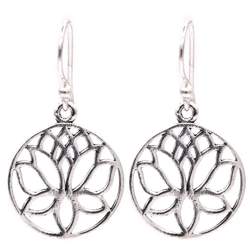 [8719497613779] Boucles d'oreilles lotus laiton couleur argent | 1.8 cm