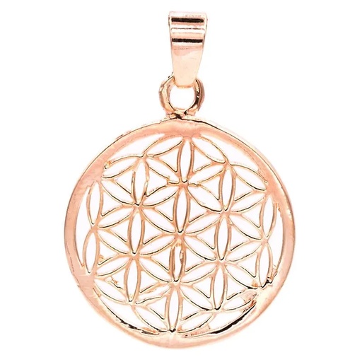 [8719497613830] Pendentif fleur de vie en laiton couleur or rose | 2.5 cm